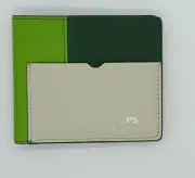 Paul Smith Billfold Leather Cotton Wallet Green / Grey BNWB ML023027