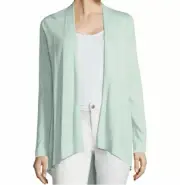 Eileen Fisher Small Aurora Open Cardigan Linen Cotton Mint Green Shawl Collared