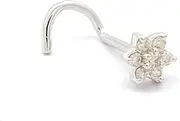 [Generic] Diamond Flower Design Nose Pin, Lip Labret, and Ring Stud Screw Twist Back Bent hexagonal zirconia nose nail