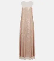 [Norma Kamali] Norma Kamali Floral-appliqué sequined gown AU 16 gold