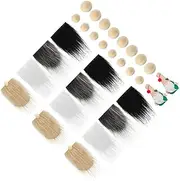 HAWILLOSCH Unfinished DIY Dwarf Beard Set Gnome Beard Material 12 Hard Wooden Balls for Craft