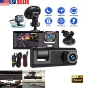Car Dual Lens Dash Cam Front/Rear/Inside Video Recorder Camera G-sensor HD 1080P