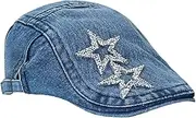 [VASTLUCKY] Jeans Denim Cowboy Hat for Women Y2k Crystal Star Washed Bucket Hat with String Sun Cap Foldable Safari Boonie Hat