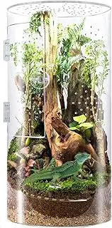 Jumping Spider Terrarium - Acrylic Feeding Box, Habitat Terrarium Case | Vivarium with Top Sliding Door, Front Opening Door Waterproof Small Reptile Cage Habitat for Tarantula Snail