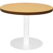 Rapidline Round Coffee Table D600 x H425mm Beech Top White Satin Disc Base