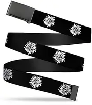 [Buckle-Down] Plain Clamp Buckle Youth Web Belt, Winchester Pentagram Repeat Black/White, 1.0 Inch Wide, Size 20