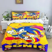 v1842 Bed Sheets Exquisite Cartoon S-Sonic Wallpaper Anime Digital Printing Bedding Set Duvet Cover Comforter Bed Youth Kids Girl Boys Gift 3-Piece Be