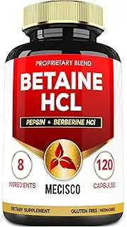 8in1 Betaine HCl Supplement - Premium Formula with Pepsin, Berberine HCI, Milk Thistle, Goldenseal Root & more - 120 Capsules for 2-Month