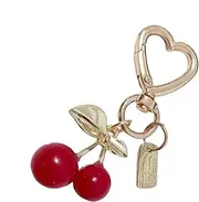 [Mihauuke] Cherry Bag Charm - Fruit Wallet Charm,Cute Cherry Bag Accessories Keychains Heart Key Ring for Handbags Purse Christmas Valentine