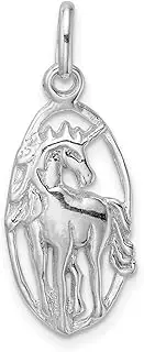 [JewelryWeb] 925 Sterling Silver Solid Back Polished back Unicorn In Frame Charm Pendant Necklace Measures 30x12mm Wide 2mm Thick Jewelry for Women