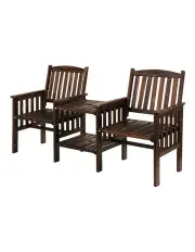 [Gardeon] Bench Loveseat Wooden Table Chairs in Charcoal