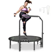 51" Foldable Mini Fitness Trampoline Adults Exercise Rebounder with Handle