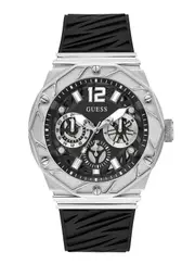 GUESS Black Silver Rival Silicone Watch