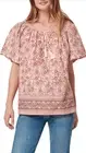 Faherty Organic Cotton Florence Peasant Top in Earth Block Print NWT Size Small