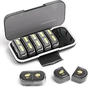 Weekly Pill Organizer 2 Times a Day, Moisture-Proof, Detachable Compartments, Am Pm Pill Box 2x 7 Day, Travel Pill Organizer for Pills/Fish Oil/Medication/Vitamin/Supplements (Black)