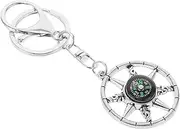 [FRCOLOR] Miniature Compass Keychain with Nautical Rudder Design Portable Metal Keyring for Unique Ocean Inspired Accessory for Sailors and Boaters
