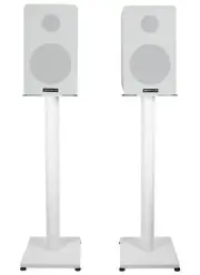 Pair Rockville RockShelf 58W White 5.25" Home Bookshelf Speakers w/29" Stands