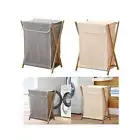 Wood Frame Laundry Hamper Dustproof Storage Hamper for Bathroom Toys Clothes