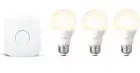Philips Hue White A19 LED Smart Bulb Starter Kit 3-Pack w/Hub
