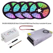 5m-20m WS2812B 30leds/m RGB Smart led strip+SP105 Controller+5V LED Power set