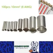 100 x 10mm² (8 AWG) Copper Tinned Bare wire end Crimp Cable end connection