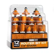 Router Bit Set 1/4 Inch Shank - 12 Piece Wood Router Bits for Woodworking, Ho...