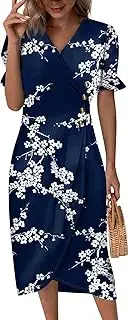 [Generic] Summer Deals Clearance Women Under 10,Resort Dresses for Women 2024,Denim Dress Womens Black Dress Cut Out Dresses Women Beach Wedding Guest Dresses for Women Floral Cocktail(22-Watermelon Red,XL)