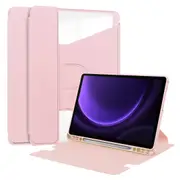 For Samsung Galaxy Tab S9 Fe Case Leather+Acrylic Stand Tablet Cover (Without Keyboard)