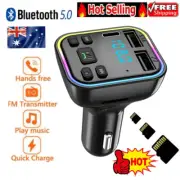 Bluetooth 5.0+ Car BT Wireless FM Transmitter Adapter Hands-Free 2USB PD Charger