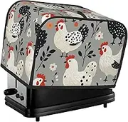 Black Rooster Print 2 Slice Toaster Cover Fingerprint Bread Maker Protectors,Kitchen Small Appliance Dust Cover
