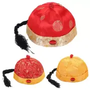 Ancient Chinese Royal Emperors Hat with Ponytail Oriental Hat Cosplay Hat