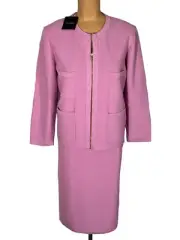 NWT ST. JOHN Soft Amethyst Pique Knit Blazer Jacket Skirt Suit sz XL/L $2190