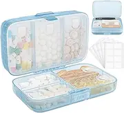 FYY Weekly Pill Organizer with Labels,8 Compartments Travel Daily Pill Case Airtight Large Pill Box for Purse Pocket to Hold Vitamins, Fish Oil, Supplements,Cotton Swab and Bandages-Blue