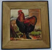 Tam San Designs Rooster Pattern Cornelius NC Hand Painted Art Tray or Plate 10"
