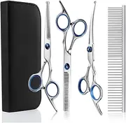 Dog Scissors for Grooming - Dog Trimming Scissors for Grooming | Professional Dog Grooming Shears Kit, 5-in-1 Dog Scissors Set with Safety Round Tips for Grooming