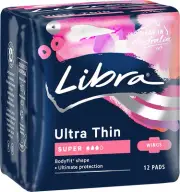 Libra Ultra Thin Super Pads with Wings, Pack of 12