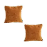 SOGA 2X 45cm Sunset Orange Chenille Throw Pillows – Textured with Tassels