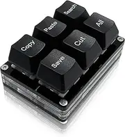 Copy Paste Search Save Cut All 6-Key Keyboard One Handed OSU Keypad Programmable Mechanical Shortcut Macro Keyboard for Working and Gaming (Black)