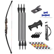 Bow and Arrow Recurve Bow Take Down Bow with Fiberglass Arrows and Arrow Tube