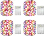 Yalin 4 Pack Battery Operated Dewdrop Led Lights,Indoor Mini Led Fairy Lights,6 Hours on/18 Hours Off,for Wedding Christmas Holiday Decoration,30 Count LEDs,10 Feet (Multicolor)