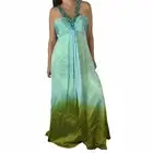 SHERRI HILL Aqua Blue Lime Green Ombre Beaded Formal Evening Gown Size 4 $460
