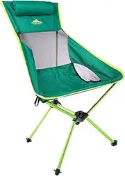Cascade Mountain Tech Camp Chair - High Back Ultralight for Backpacking, Camping, Sporting Events, Beach, and Picnics with Carry Bag