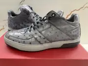 NEW Salvatore Ferragamo Monet 3 (0624666) Dark Rain Ostrich Sneakers Size 9 D US