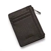 Men Anti-Theft RFID Blocking Wallet Thin Faux Leather Zipper Wallet Purse Coin Bag COFFEE COLOR