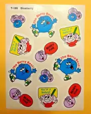 Vintage TREND Scratch & Sniff Stinky Sticker Sheet Die Cut BLUEBERRY Scent RARE