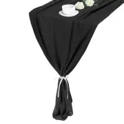 2 Pcs Black Chiffon Table Runner 27.5" x 118" Romantic Table Runner