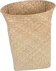 MUELODSIC 1pc Straw Trash Can Nursery Storage Boxes Basket Wicker Garbage Basket Wicker Basket Planter Basket with Handle Woven Basket Wicker Waste Paper Bin Big Basket Snack Holder