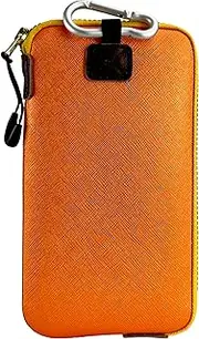 OneJoy Neoprene Mobile Phone Pouch, Lightweight Protective Cell Phone Sleeve with Large Zipper Opening, Thermal Insulated, Durable Mobile Phone Holster for iPhone & Smartphones [ Orange ]
