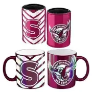 125980 MANLY SEA EAGLES NRL TEAM METALLIC COFFEE MUG CUP & CAN COOLER GIFT
