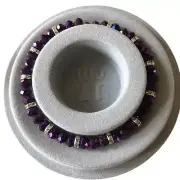 Beaded Memory Wire Cuff Bracelet Handmade Dark Purple #2010